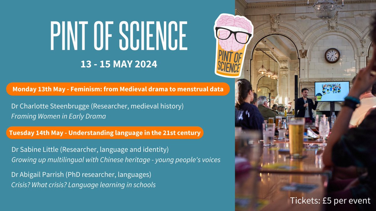 Join us for three nights of science fun in pubs, bars and creative spaces across the city! Featuring fascinating talks from our very own @MedievalSceptic, @sabinelittle & Dr Abigail Parrish with interactive demonstrations and prizes to be won! #pint24 🍻 pintofscience.co.uk/events/sheffie…