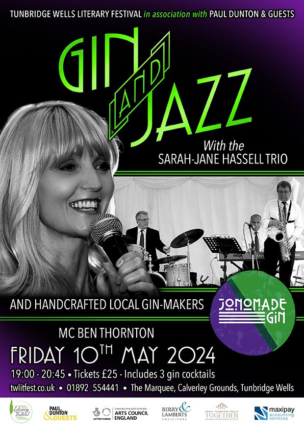 I am delighted to be working with @theamelia_tw on the upcoming Literary Festival May 9th-12th. On Friday 10th, Look out for the superb Sarah-Jane Hassell Trio + Gin tasting from Jonomade Gin. Tickets available now from theamelia.co.uk/whats-on/gin-a… 🎙️ 🍸🎸 @TWellsCouncil @tw_events