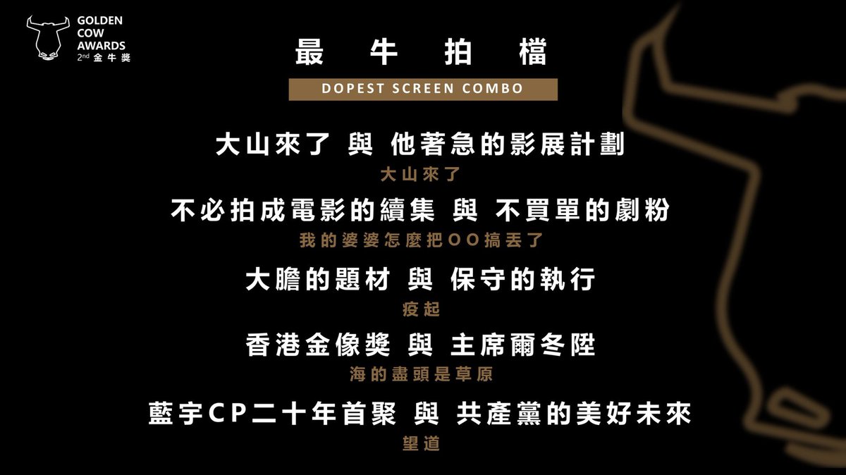 金牛獎 Golden Cow Award tweet media