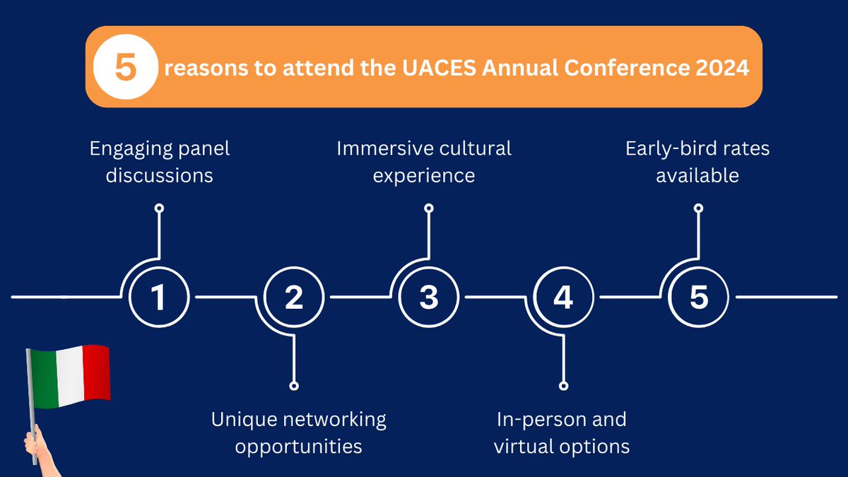 Now that registration for #UACES2024 is open, here are 5 compelling reasons to attend this year's conference in Trento, Italy! 🇮🇹 From engaging panel discussions to unparalleled networking opportunities, there's something for everyone! 🤝 Register now ➡️ conftool.org/uaces2024/