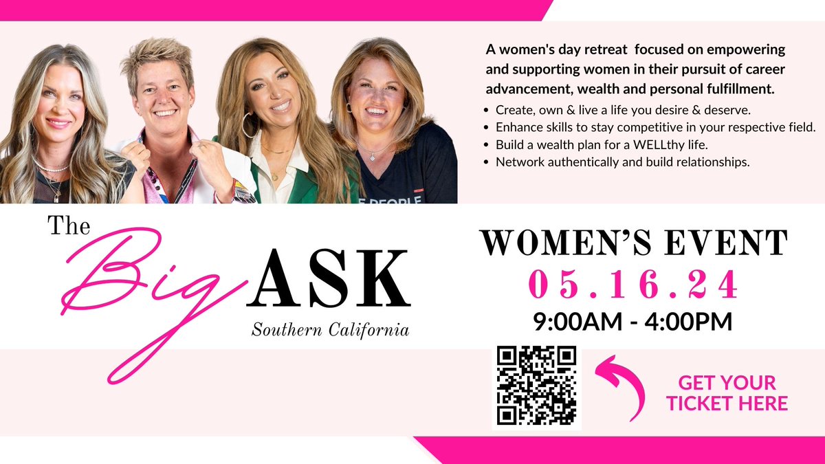 📅 Excited to announce The Big Ask: California Edition at the Old Ranch Country Club in Seal Beach, CA! 💼💪 Join us for a day retreat focused on empowering women in all aspects of life! 🚀✨ #WomenEmpowerment #CareerAdvancement 🌟👩‍💼