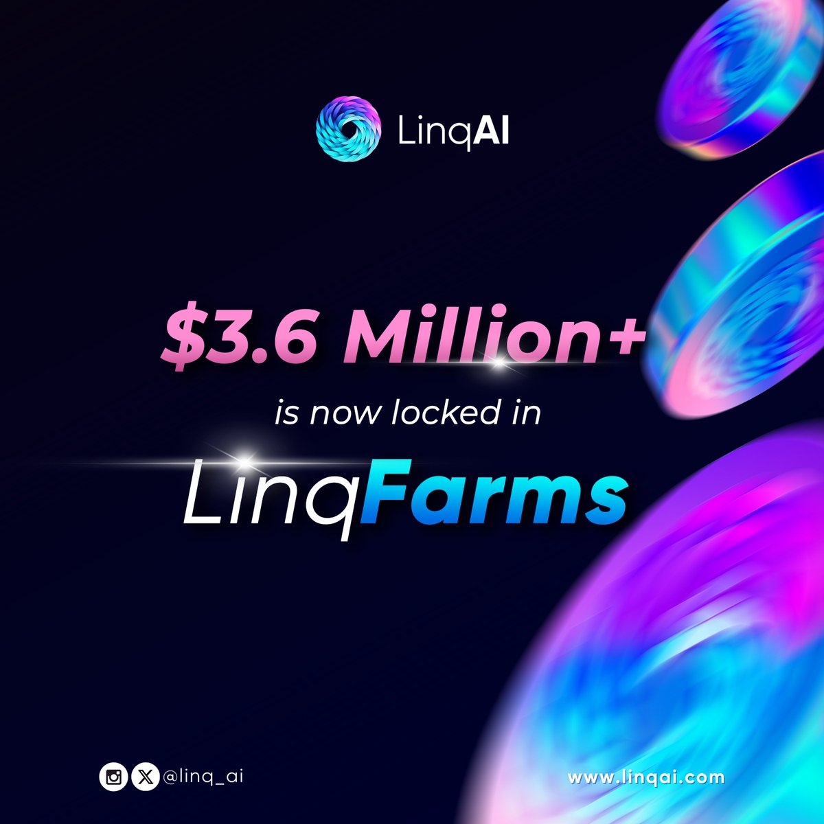 linq_ai's tweet photo. 🥳🚜

#Web3Community #YieldFarming #AI $LNQ https://t.co/035Nh2ui4y