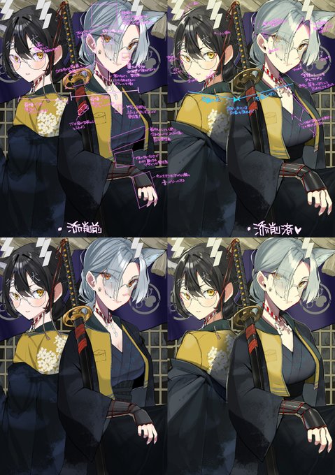 #親子イラストレーター #添削  元イラスト久しぶりの添削投稿です右のお姉さんがまぁまぁ面長ですが、これはこれで良い感じなのでテイストを残してます。… 