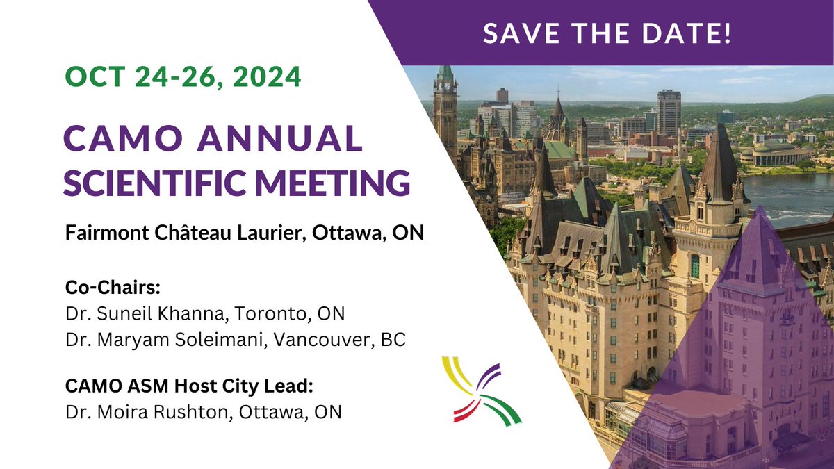 🚨REMINDER - 1 WEEK LEFT: Abstract Submission! #CAMO24 ASM Oct. 24-26, 2024 🍁Fairmont Chateau Laurier, Ottawa, ON ➡️Submit your abstract today camo-acom.ca/page-1549450 🗓️Submission deadline: April 15, 2024
