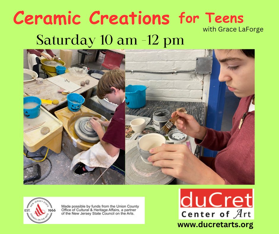 #art #artcenter #arteducation #ducret #ceramic #clay #pottery #artclassesforteens #fun #creative #skill #thingstodo #plainfieldnj #artclasses

THE CLASS STARTS APRIL 13th!