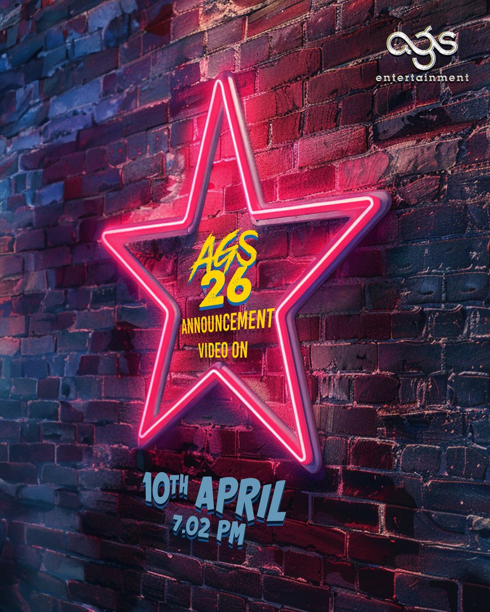 NEW FILM 📣

AGS is all set to announce their 26th film Tomorrow at 7:02pm 🌟
#AGS26