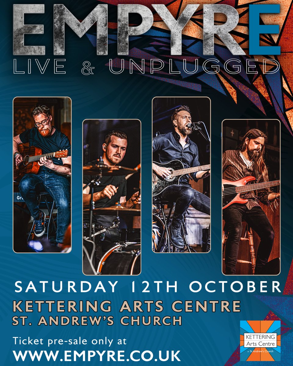 On October 12th we'll be @Ketteringarts for a special gig celebrating the new album 'Live & Unplugged', back where it was recorded in it's spiritual home. Tickets empyre.co.uk #kettering #livemusic #rock #acoustic #unplugged #gig #nn #gigs #whatson #show #dontmissout