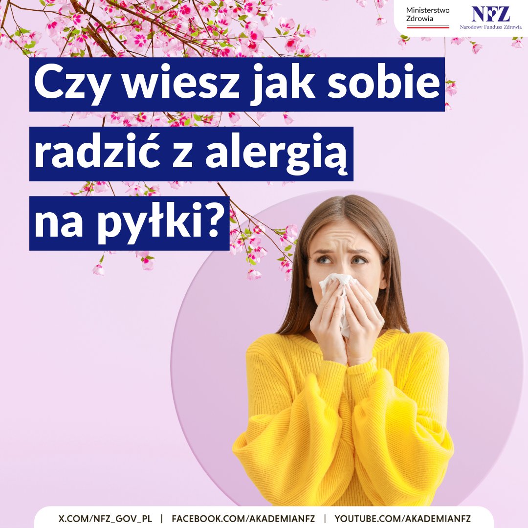 🌳 #Alergia na pyłki. 🤔 Czy wiesz, jak sobie z nią radzić? Dowiedz się: ➡️ jakie są objawy alergii? ➡️ jak zapobiegać jej objawom? ➡️ kiedy i gdzie szukać pomocy? 𝗣𝗥𝗭𝗘𝗖𝗭𝗬𝗧𝗔𝗝 ⤵️ nfz.gov.pl/aktualnosci/ak… 💡 Dodatkowe informacje ⤵️ pacjent.gov.pl/aktualnosc/jak…