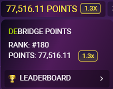 DeBridge points are here, Check yours Points are fees based means you get 100 points for $1 in fee I told you times to use it for free during OP campaign, Hope you listened, anon! A big thanks to everyone who used my referral link : app.debridge.finance/r/5926 Show your points 👇