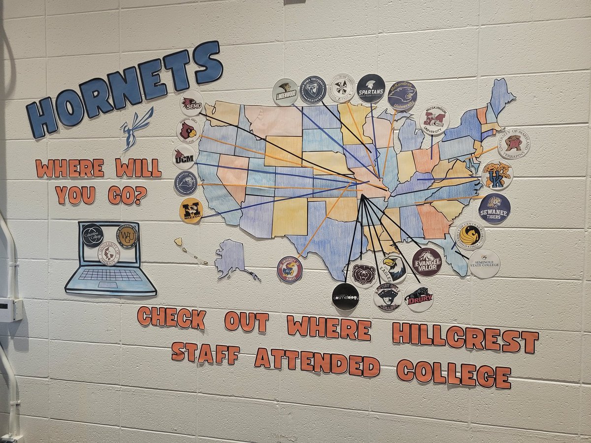 Many of our juniors are taking the ACT today. In promotion of this event, our College and Career Readiness Specialist, Hailey Needham, created a map to show our students where our staff attended college.