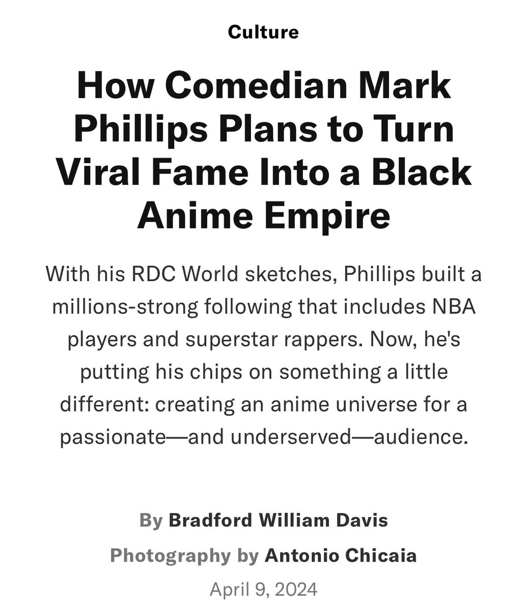 I profiled Mark Phillips (@SupremeDreams_1) — the prolific YouTube entertainer and LeBron impersonator transforming the face of fandom. Mark’s next play: showing Hollywood his viral empire works on screens of all sizes. It’s my latest feature for GQ. gq.com/story/mark-phi…