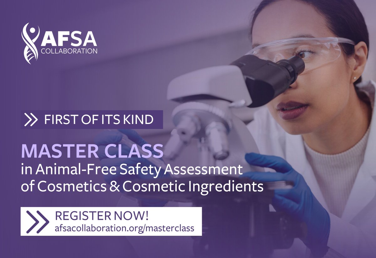 AFSAcollab's tweet image. Are you struggling to navigate the ever-changing landscape of cosmetics animal-testing &amp;amp; sales restrictions?

Whether you&apos;re a regulator, manufacturer, ingredient supplier, CRO or NGO, our #AFSAMasterClass can help you get up to speed. 

Register for free: afsamasterclass.org/masterclass