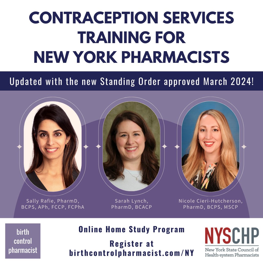 Good news New York pharmacists! Our updated Contraception Services Training for New York is live! Learn all about the new standing order so you can start providing contraceptive pills, patches, and rings for your patients. Register at birthcontrolpharmacist.com/ny
