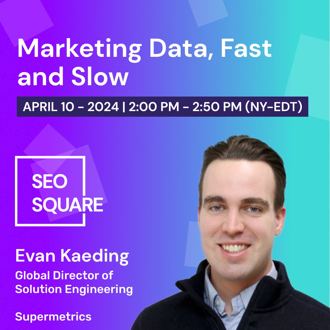 Last chance to register for #SEOSquare’s virtual event tomorrow! Evan Kaeding is bringing the heat 🔥 with this session 'Marketing Data, Fast and Slow' at 2:00 PM EDT! You don’t want to miss this one! Register here: seosquare.semji.com/us/#inscription