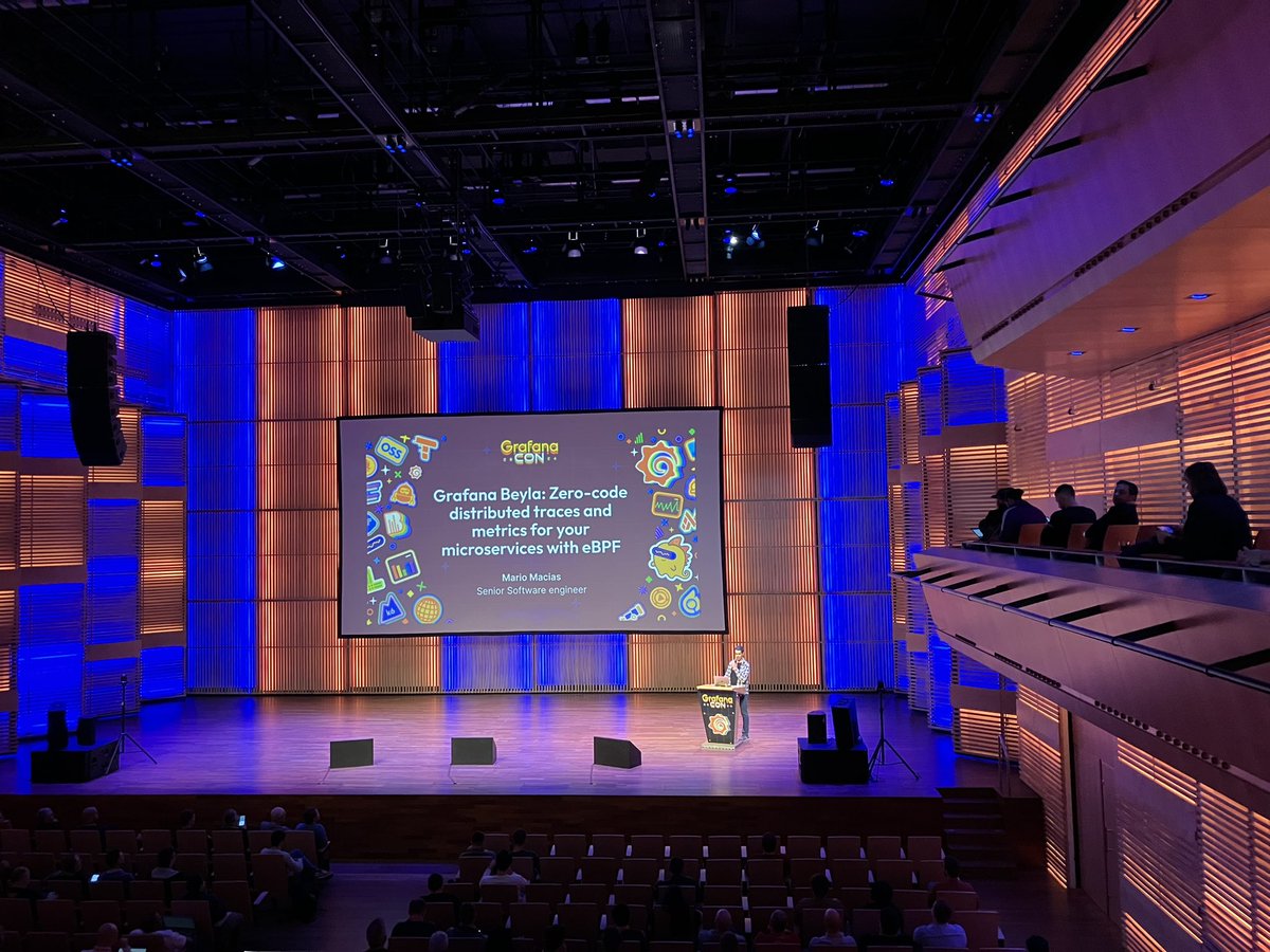 bcamerongain's tweet image. @grafana’s Beyla for @opentelemetry and with #eBPF particularly likes @golang but can support other languages, says @grafana ´s Mario Macías at #GrafanaCon 2024.