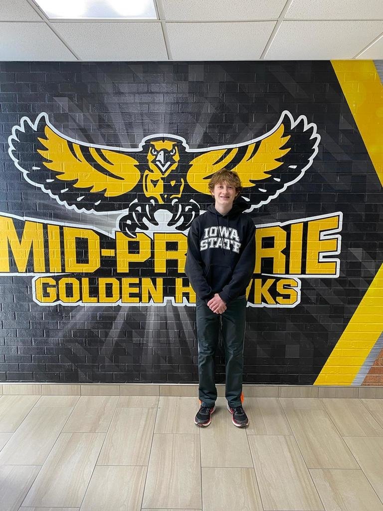 Congratulations to MPHS Student of the Week, Jesse Stultz! Jesse was nominated by Mrs. Puttmann for his dedication during extremely busy weeks of extracurriculars. 'Jesse comes in before school and in Hawk Block to catch up on what he has missed. I'm so proud of his hard work!'