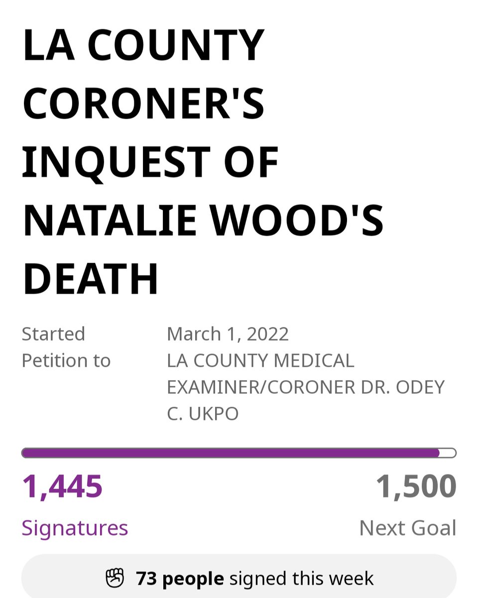 @LASDHQ @GavinNewsom @LAPDHQ There are 1,445 (more coming) on #TeamNatalieWood #JusticeMatters #ColdJustice #CrimeStory #Lockhim