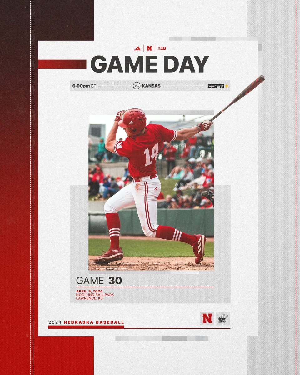 Midweek down south. 🆚: Kansas 📍: Lawrence, KS ⌚️: 6:00pm CT 💻: ESPN+ 📻: @HuskersRadio