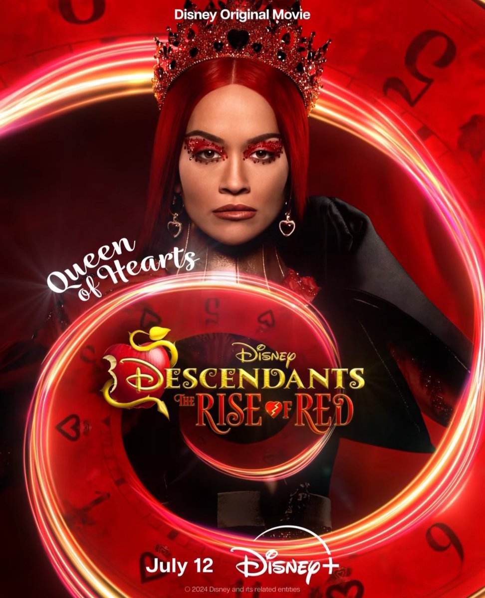Pôster promocional de “Descendentes: A Ascensão de Copas” evidenciando @RitaOra como “Rainha de Copas”! O filme estreia dia 12 de julho no @DisneyPlus.