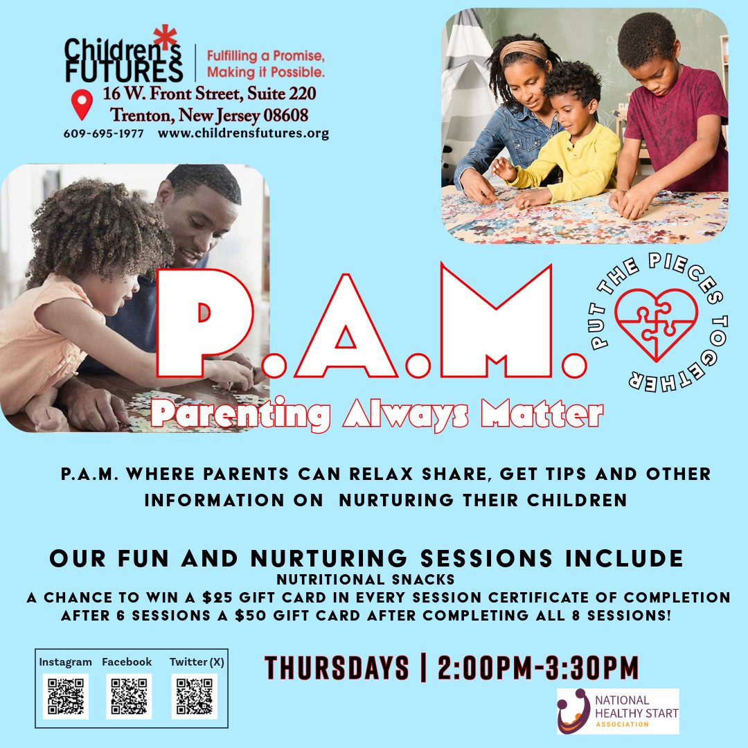 ChildrnsFutures's tweet photo. Calling all parents to P.A.M.! 🌟 Join us for a relaxing space where you can unwind, share experiences, and gather valuable tips for nurturing your children. Don't miss out on this opportunity to connect and grow together. See you there! https://t.co/f2oxxD7d66