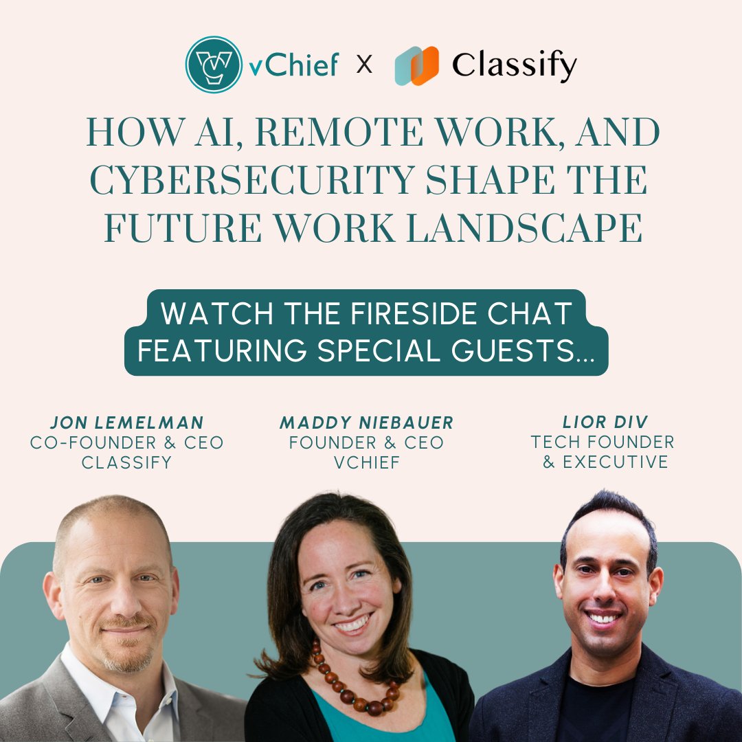 Missed our Fireside Chat with Classify about #thefurtureofwork?

Catch the full recording, resources, and special offers >> ow.ly/98Qs50R5wVe

Hint: Visit the page to unlock 5 hours of free support. 

#RemoteWork #4DayWorkWeek #AI #Cybersecurity