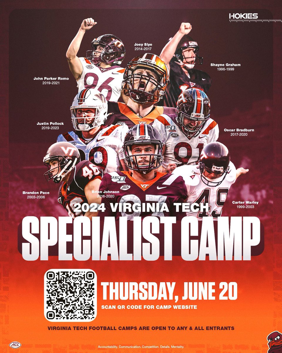 Thanks @thecoachmccombs for the invite to your specialist camp! Excited to compete @HokiesFB @KohlsHighlights @KohlsKicking @kirkkicks