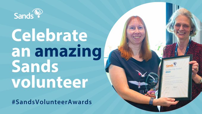 Nominate an amazing Sands Volunteer award and help us celebrate their impact ⬇️ sands.org.uk/volunteer-awar… #SandsVolunteers #BabyLoss #PregnancyLoss