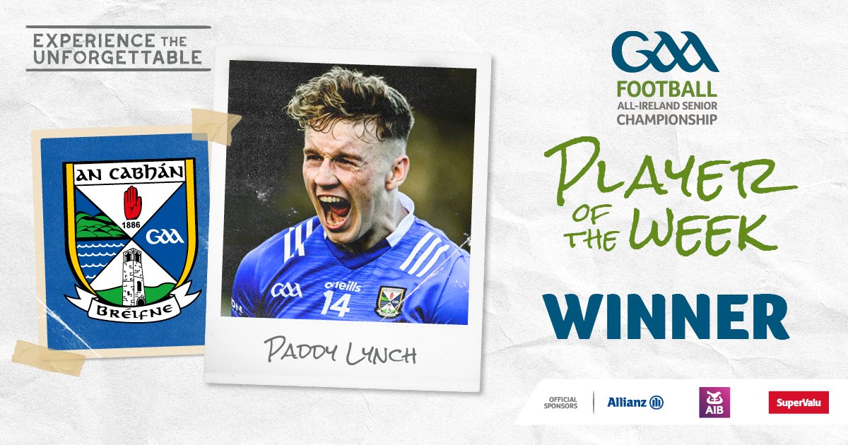 Congratulations to @CavanCoBoardGaa's Paddy Lynch who has been voted your GAA.ie Footballer of the Week after he struck 1-9 for his side in their @UlsterGAA SFC victory over neighbours Monaghan! #ExperienceTheUnforgettable