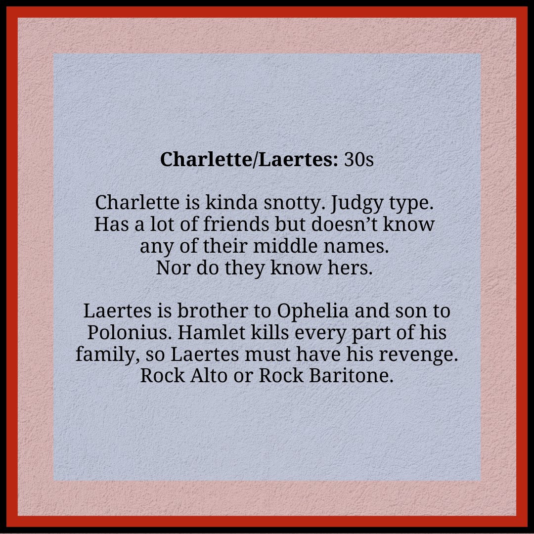 ArcStages's tweet image. Who are you auditioning for? 🤔  Learn more about Enter Hamlet by checking out these character descriptions! Auditions are May 2nd &amp;amp; 4th.

View the full audition notice at ArcStages.org

#WestchesterAuditions #OriginalMusical #EnterHamlet #CommunityStage #ArcStages