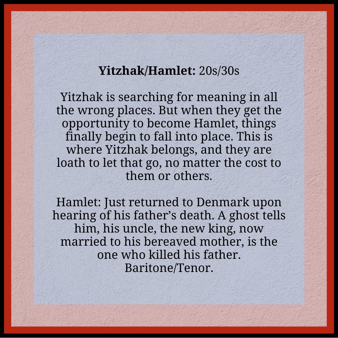 ArcStages's tweet image. Who are you auditioning for? 🤔  Learn more about Enter Hamlet by checking out these character descriptions! Auditions are May 2nd &amp;amp; 4th.

View the full audition notice at ArcStages.org

#WestchesterAuditions #OriginalMusical #EnterHamlet #CommunityStage #ArcStages
