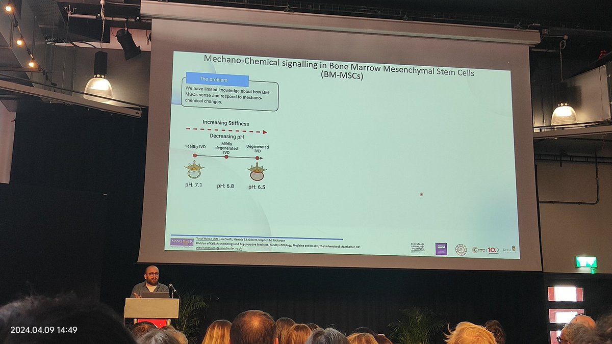 Another flash talk from @FBMH_UoM Steve Richardson co-supervised by @HamishGilbert1! #mechano #ECMatrix #pHchanges