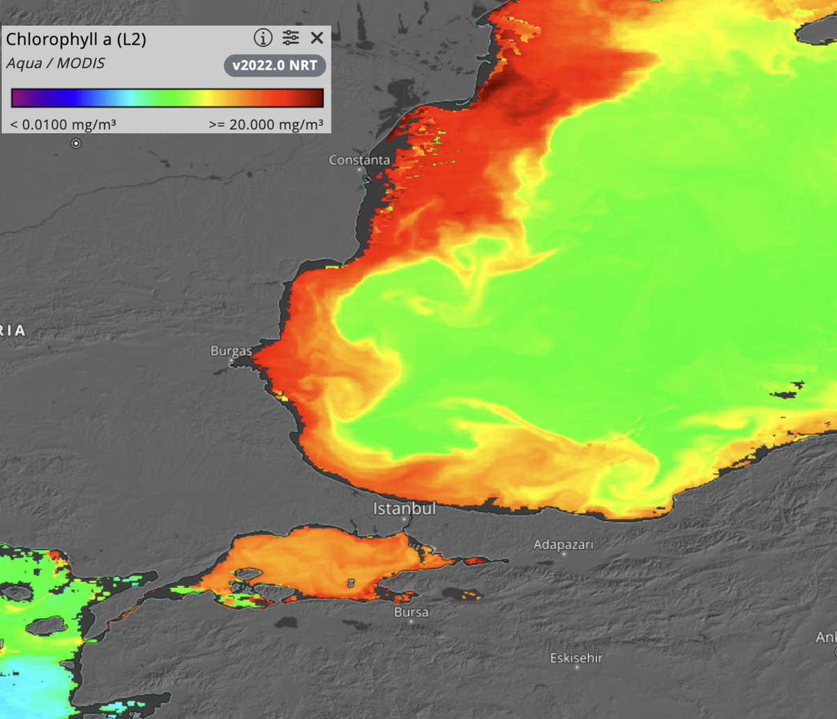 Sıcak deniz suyu ve plankton patlamasıyla Karadeniz ve Marmara Denizi'ndeki klorofil miktarındaki artış... 8 Nisan... 📈🌡️🌊🦠🐉