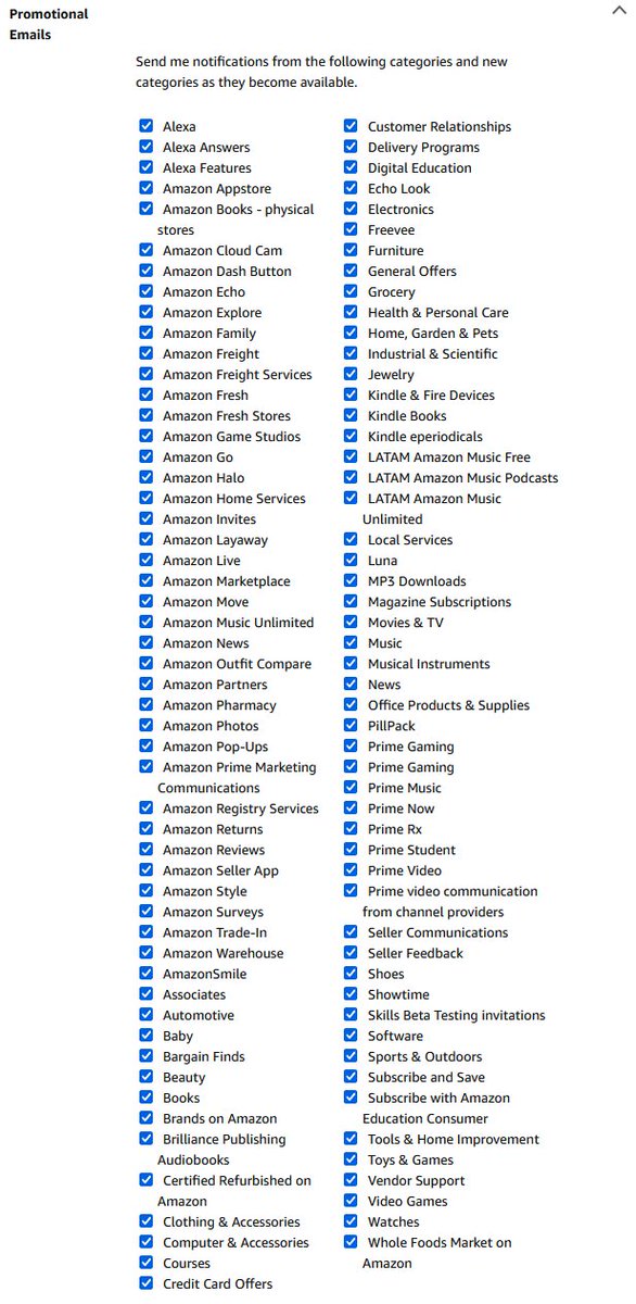 OvernightSexes's tweet photo. Here's the reason you will never stop getting emails from Amazon.  Every time you unsub, they create a new category/account/bucket and sign you up for that one. https://t.co/XDOCMiNuQ5