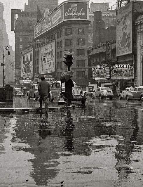 A rainy day in Manhattan, 1943.