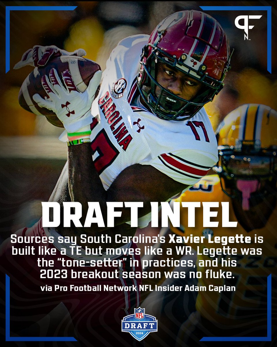 Sources tell @caplannfl that @GamecockFB breakout star Xavier Legette may have the most upside of any WR in this year's draft class. 👀 #NFLDraft | #SpursUp