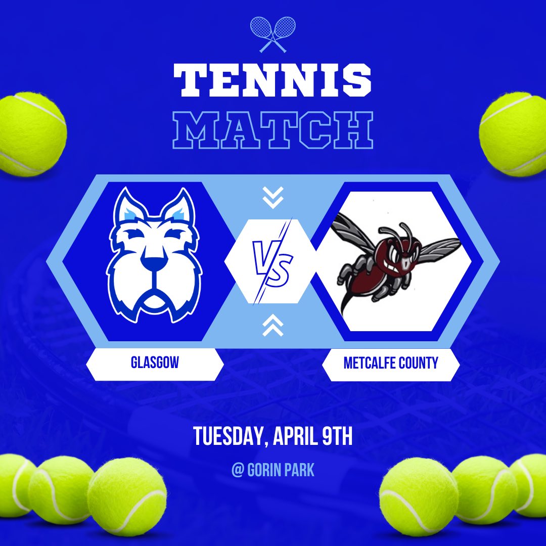 Good luck to #GlasgowTennis in today’s home match against the Metcalfe County Hornets! 🐾 #ScottiePride #GTownYouKnow