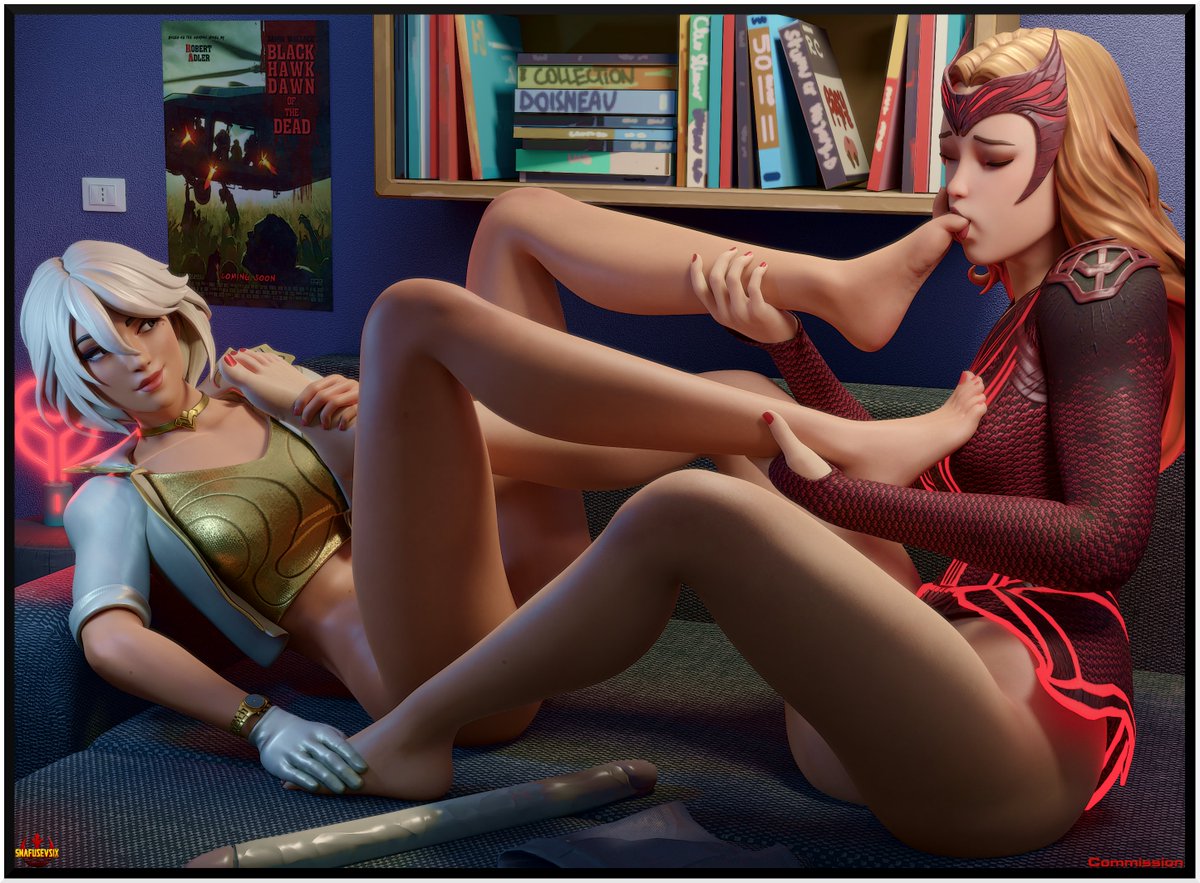 'Fortnite Fun' [c.] Both model by @x_RedEyes #fortnite #avengers #scarlet_witch #wenda #aphrodite #commission #3d #blender #parody