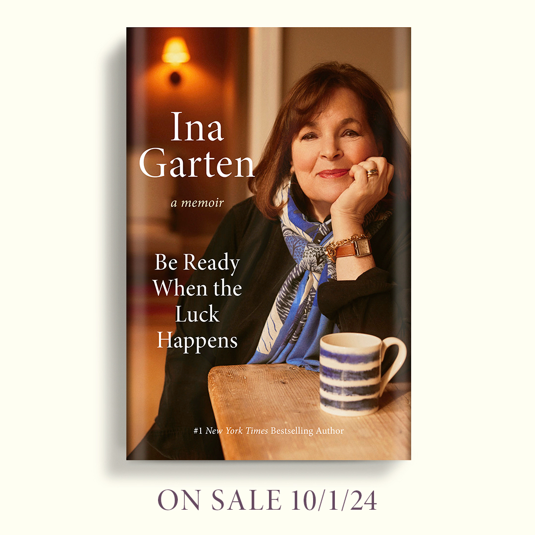 We are so thrilled to announce Ina Garten's long-awaited memoir, BE READY WHEN THE LUCK HAPPENS! For the first time, she presents an intimate and inspiring account of her journey. BE READY WHEN THE LUCK HAPPENS comes out on 10/1! penguinrandomhouse.com/books/770511/b…