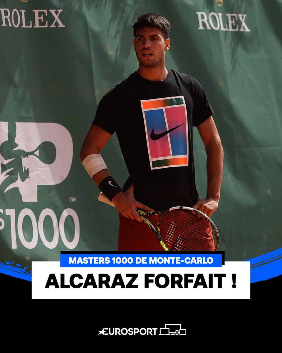 🚨 Touché au bras droit, Carlos Alcaraz se retire du #RolexMonteCarloMasters ! #HomeOfTennis