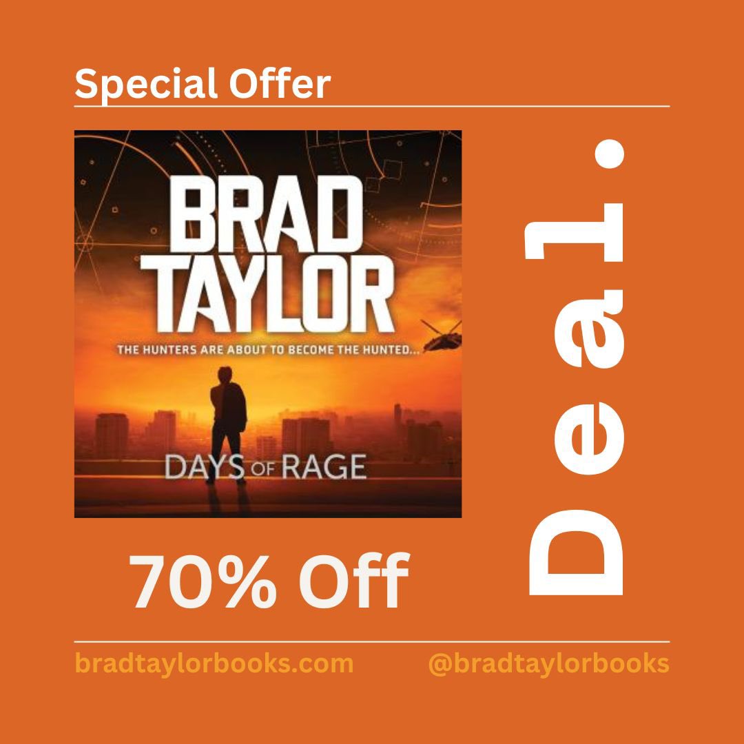 The audiobook of my 6th book, DAYS OF RAGE, is available for 70% off through May 1st. Grab this deal while you can! #bradtaylor #pikelogan #daysofrage #thriller #audiobook #deal #fiction @recordedbooks @WFHowes audiobooks.com/promotions/pro…