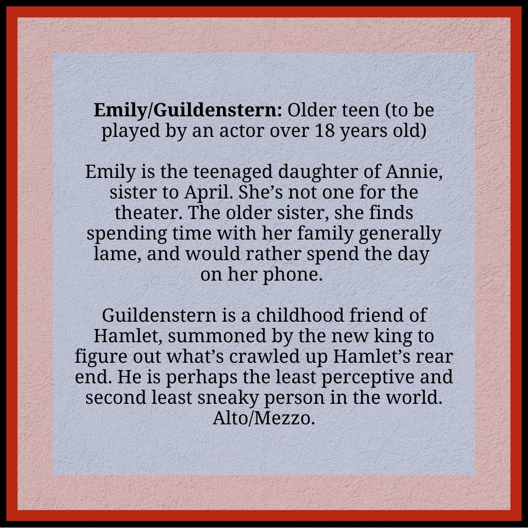 ArcStages's tweet image. Who are you auditioning for? 🤔  Learn more about Enter Hamlet by checking out these character descriptions! Auditions are May 2nd &amp;amp; 4th.

View the full audition notice at ArcStages.org

#WestchesterAuditions #OriginalMusical #EnterHamlet #CommunityStage #ArcStages