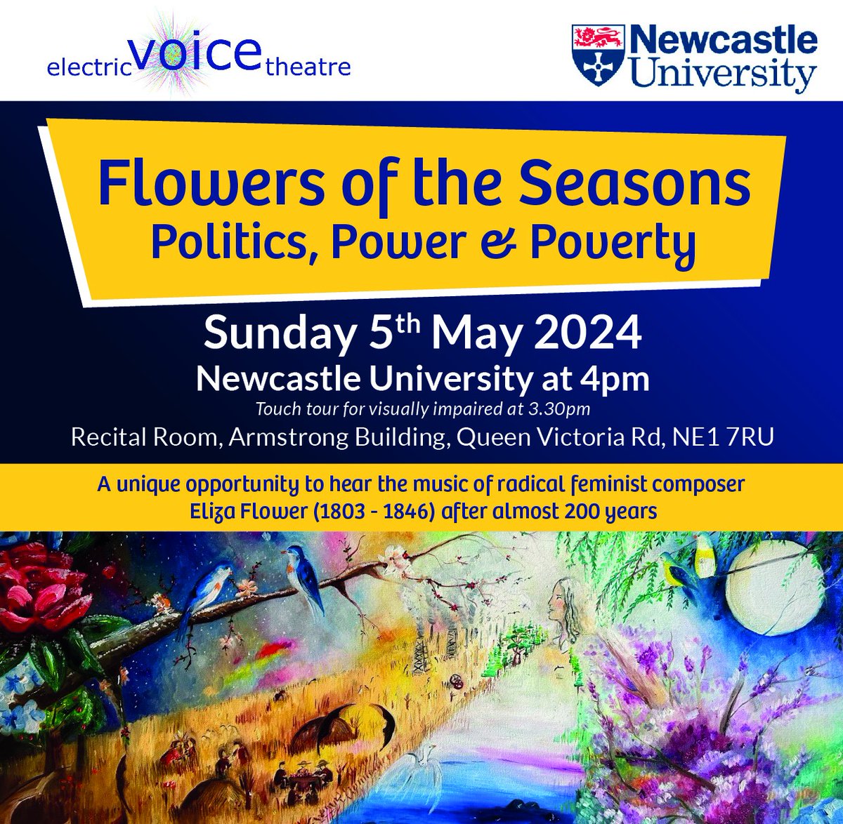 Join us in #Newcastle for #music #womencomposers #flowers #songs TICKETS: Free on this link  tinyurl.com/mrs7xb5c