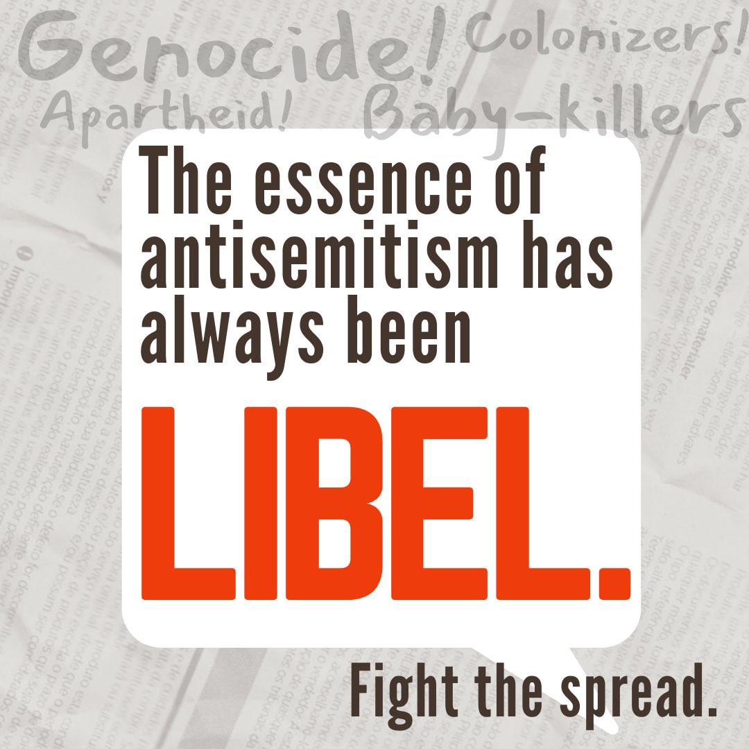 @SpencerGuard The essence of #ANTISEMITISM is the Libel:

🔸#GenocideLibel
🔸#ApartheidLibel
🔸#FamineLibel
🔸#OccupationLibel

Same story different year. 

Thanks for always speaking up.