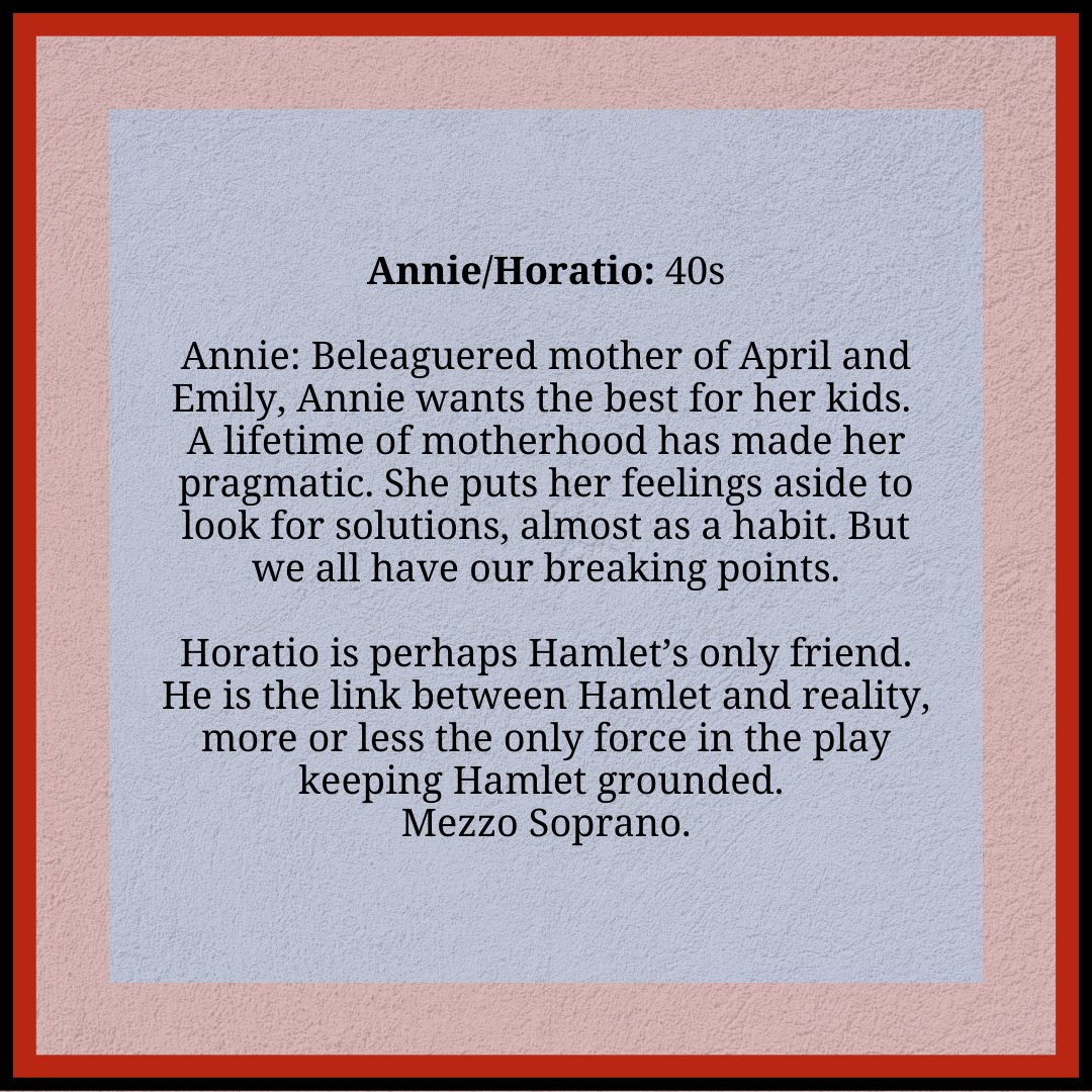 ArcStages's tweet image. Who are you auditioning for? 🤔  Learn more about Enter Hamlet by checking out these character descriptions! Auditions are May 2nd &amp;amp; 4th.

View the full audition notice at ArcStages.org

#WestchesterAuditions #OriginalMusical #EnterHamlet #CommunityStage #ArcStages