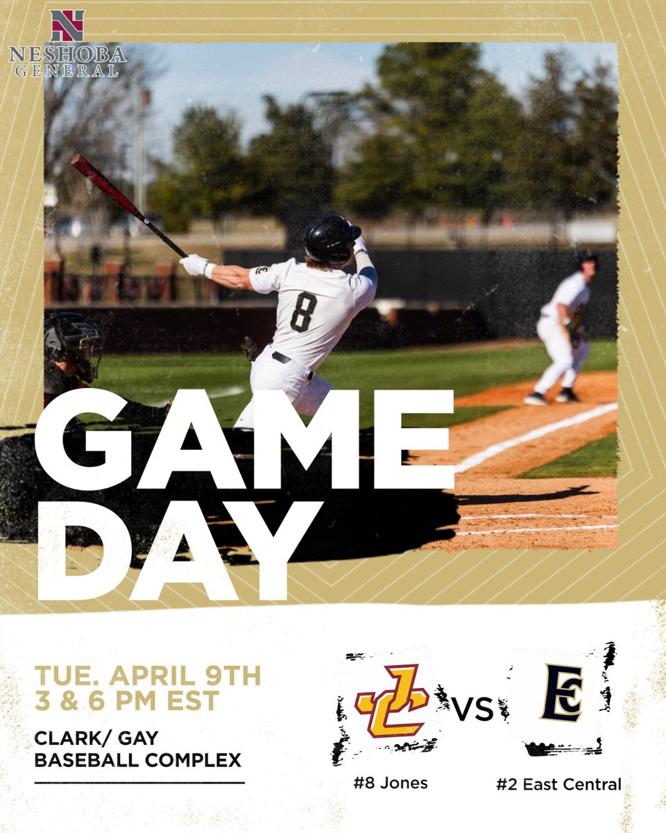 GAME DAY ⚾️

🆚 #8 Jones College 
📍 Decatur, MS 
🏟️ Clark/ Gay Baseball Complex
⌚️ 3 & 6 PM 
📺 eccclive.com/gold-channel/

#WarriorStrong