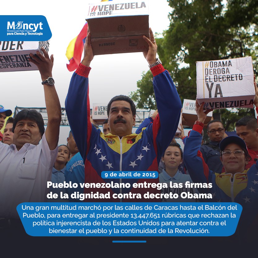 #Efemérides | #9Abr Pueblo venezolano entrega las firmas contra el decreto de Obama #AvanzaPuebloUnido