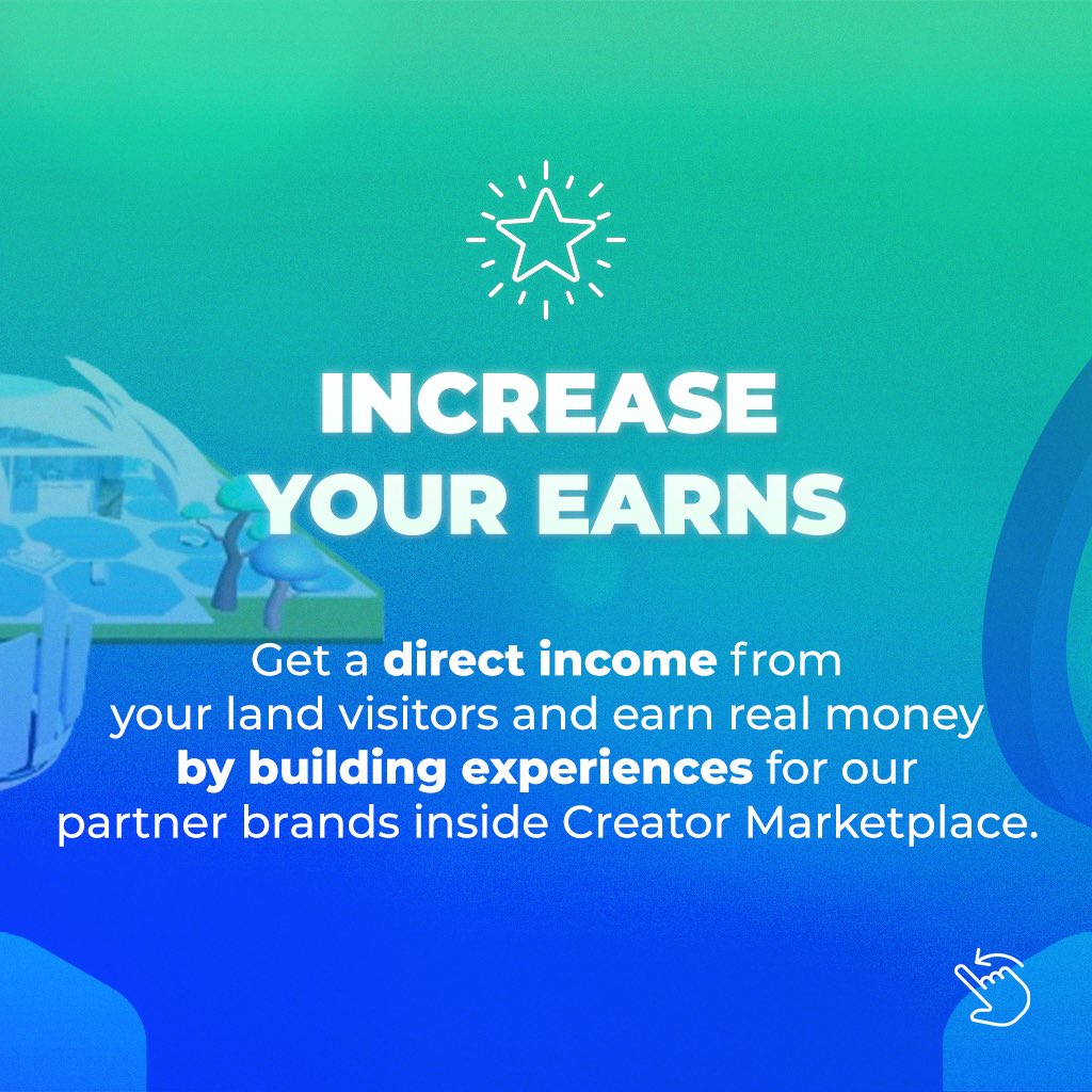 coderblock's tweet image. INCREASE YOUR EARNS
Get direct income from you #land visitor and #earn real money by building experiences from our partner brand inside Creator Marketplace.