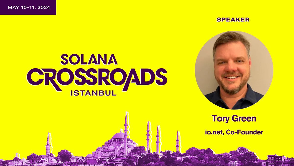 io.net is an official partner at this year’s @SolanaCrossroad Co-Founder and COO @MTorygreen will be speaking in Istanbul - don't miss out. Tickets are 25% off for the next 48 hours with the code ‘solana’.