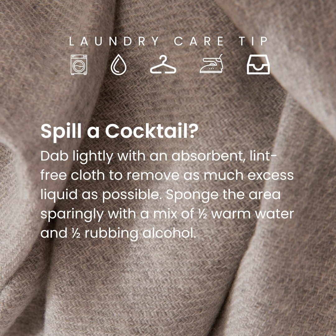 At the microscopic level, wool fibers overlap like shingles on a roof. This keeps dirt and moisture on the surface, where it can be brushed clean. We’ve got some tips that will keep your wool looking 💯. ⁣ Today’s tip: Treating a cocktail spill on wool 🍸⁣ ⁣ #experiencewool