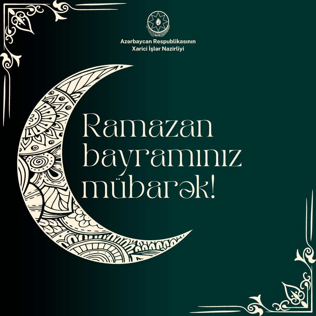 Mərhəmət, birlik və həmrəylik kimi yüksək dəyərləri aşılayan müqəddəs Ramazan ayının başa çatması, #RamazanBayramı münasibətilə xalqımızı ürəkdən təbrik edir, bu mübarək bayramda hər bir evə, ailəyə cansağlığı, ruzi-bərəkət və xoşbəxtlik arzu edirik. Ramazan bayramınız mübarək!…